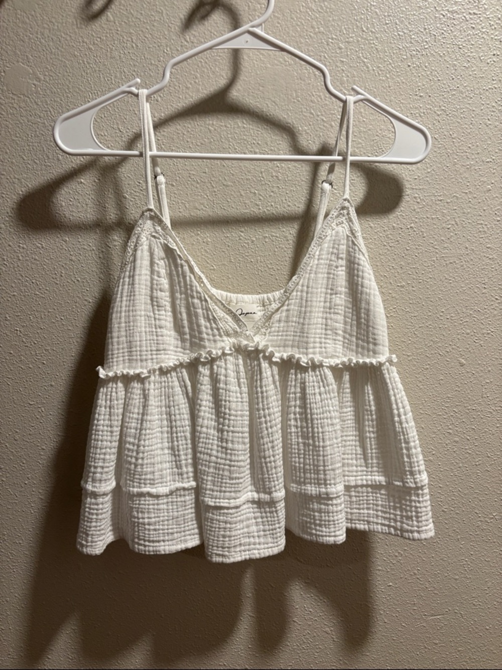 Women's White Tiered Gauze Cami Top